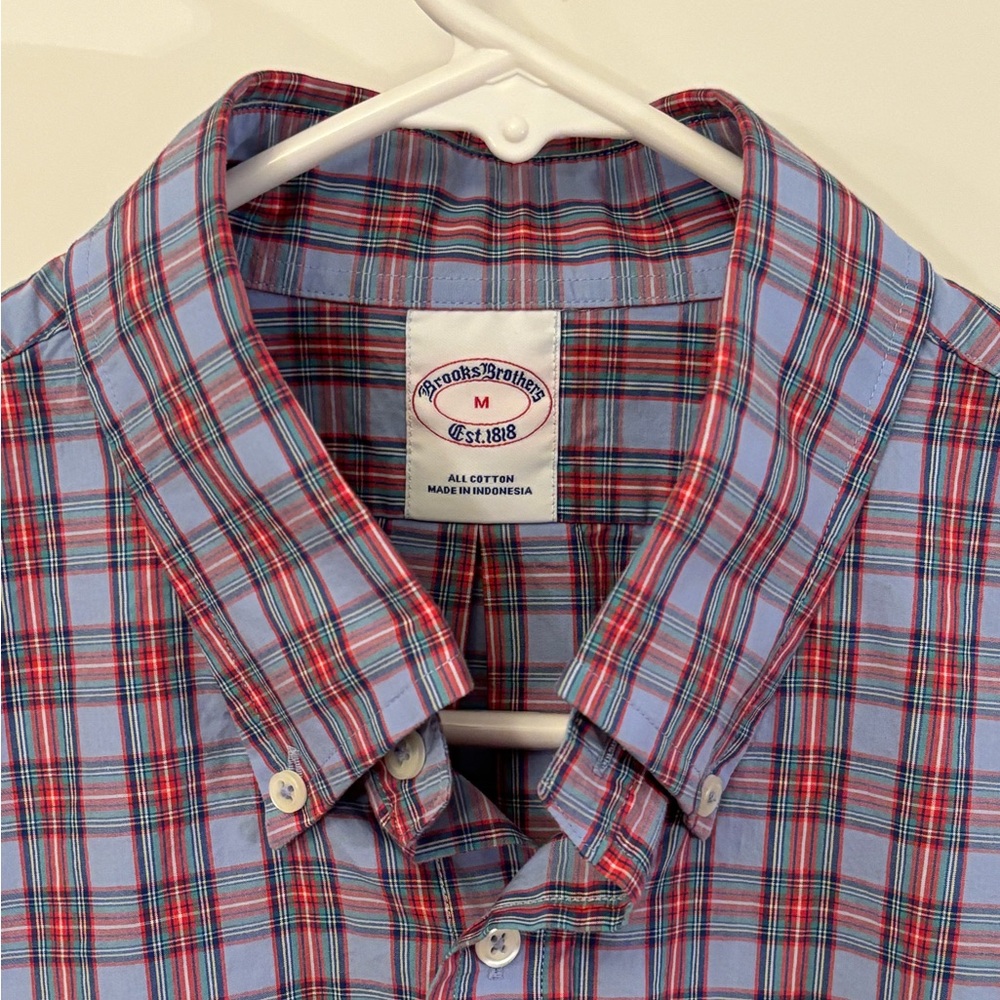Brooks Brothers Shirt Adult Medium Multicolor Plaid Cotton Button Down
